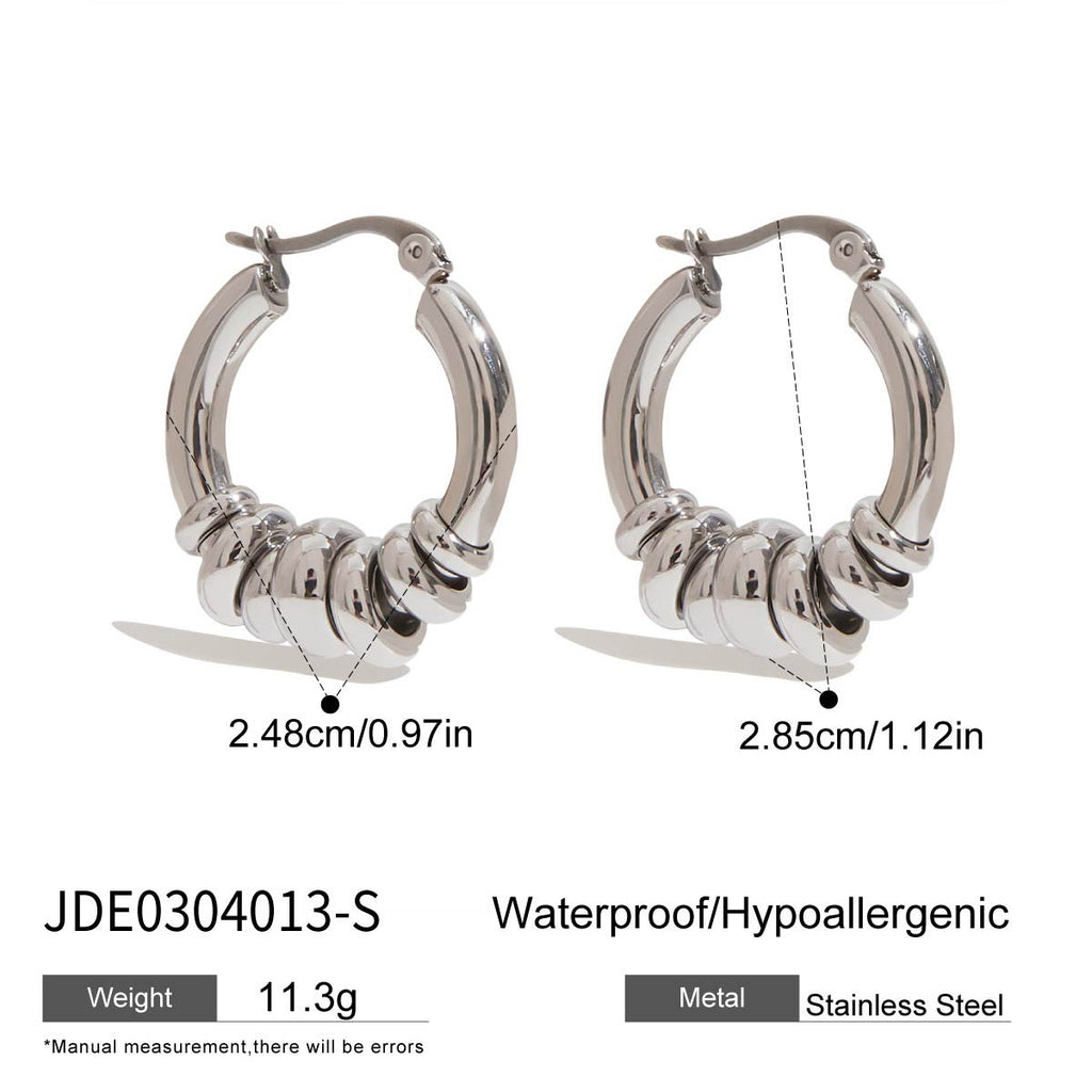 18K Gold Linked Rings Small Hoop Huggie Earrings