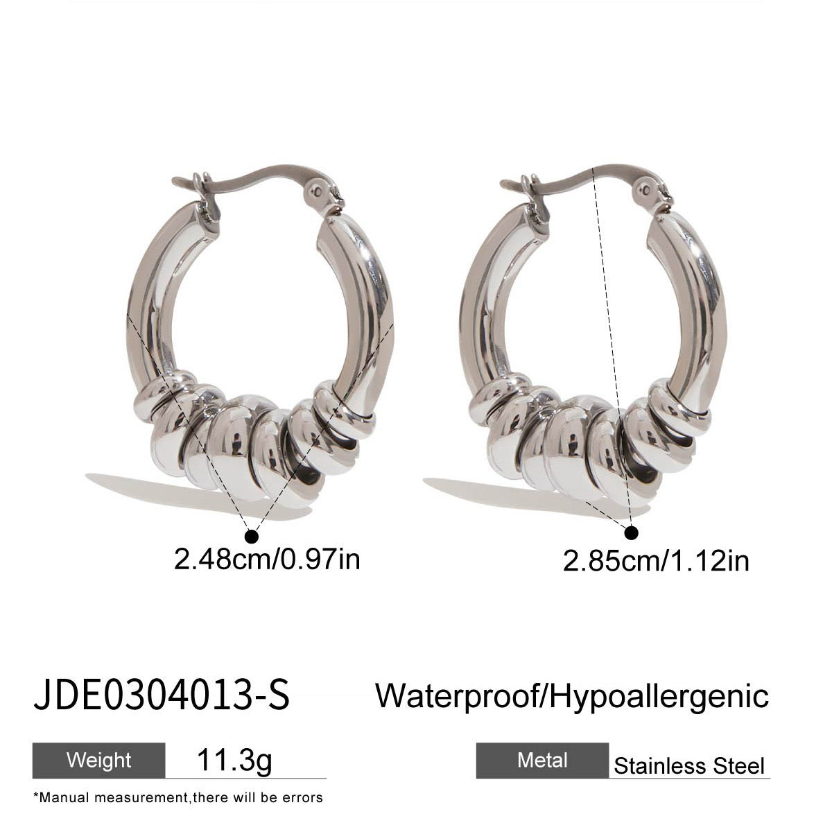 18K Gold Linked Rings Small Hoop Huggie Earrings