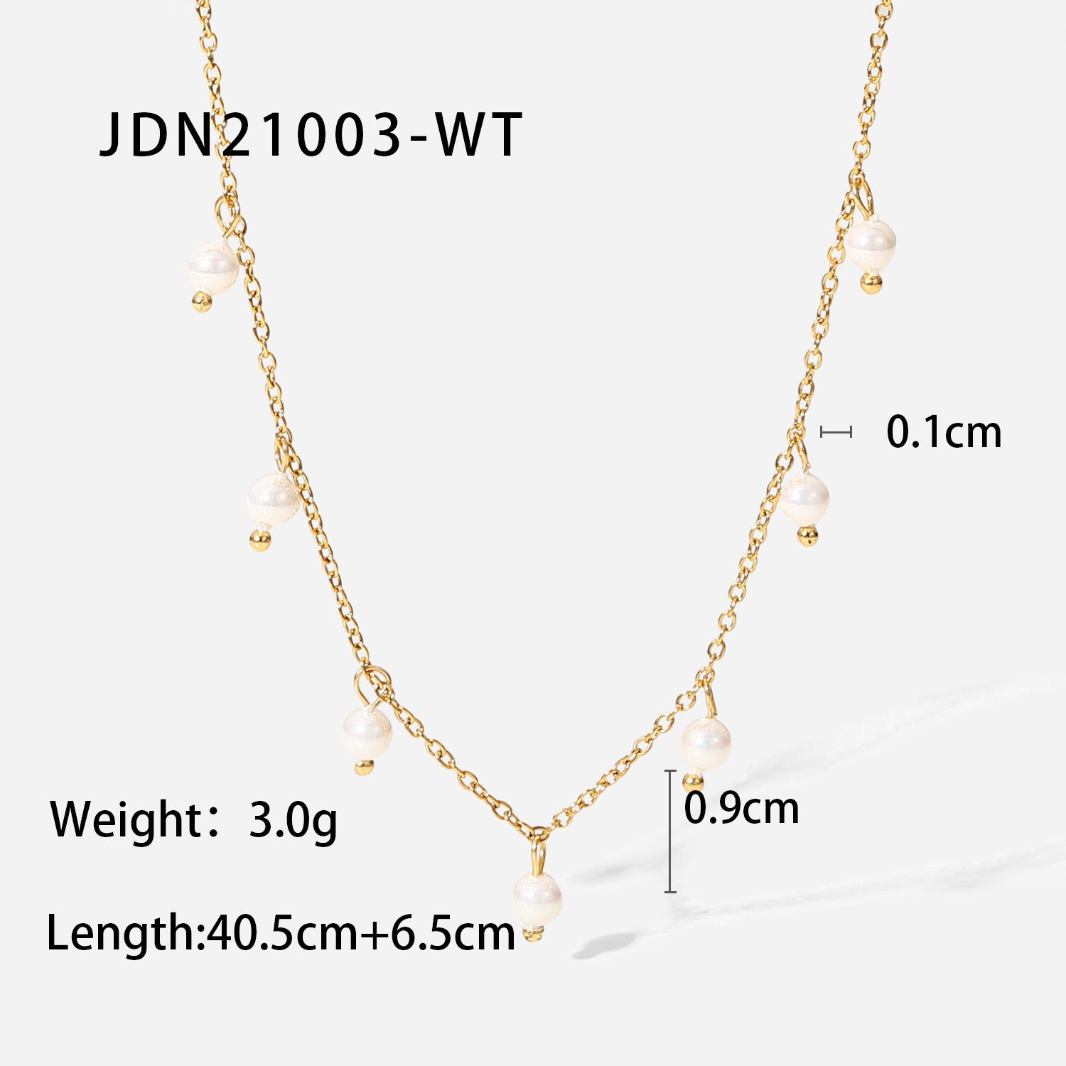 18K Gold Dainty Floating Pearl Chain Necklace
