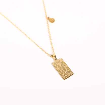 18K Gold Zodiac Plate Pendant Necklace