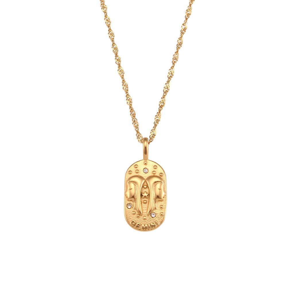 18K Gold Starry Zodiac Pendant Necklace