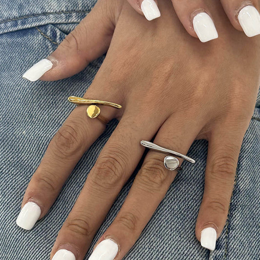 18K Gold Unique Geometric Statement Ring
