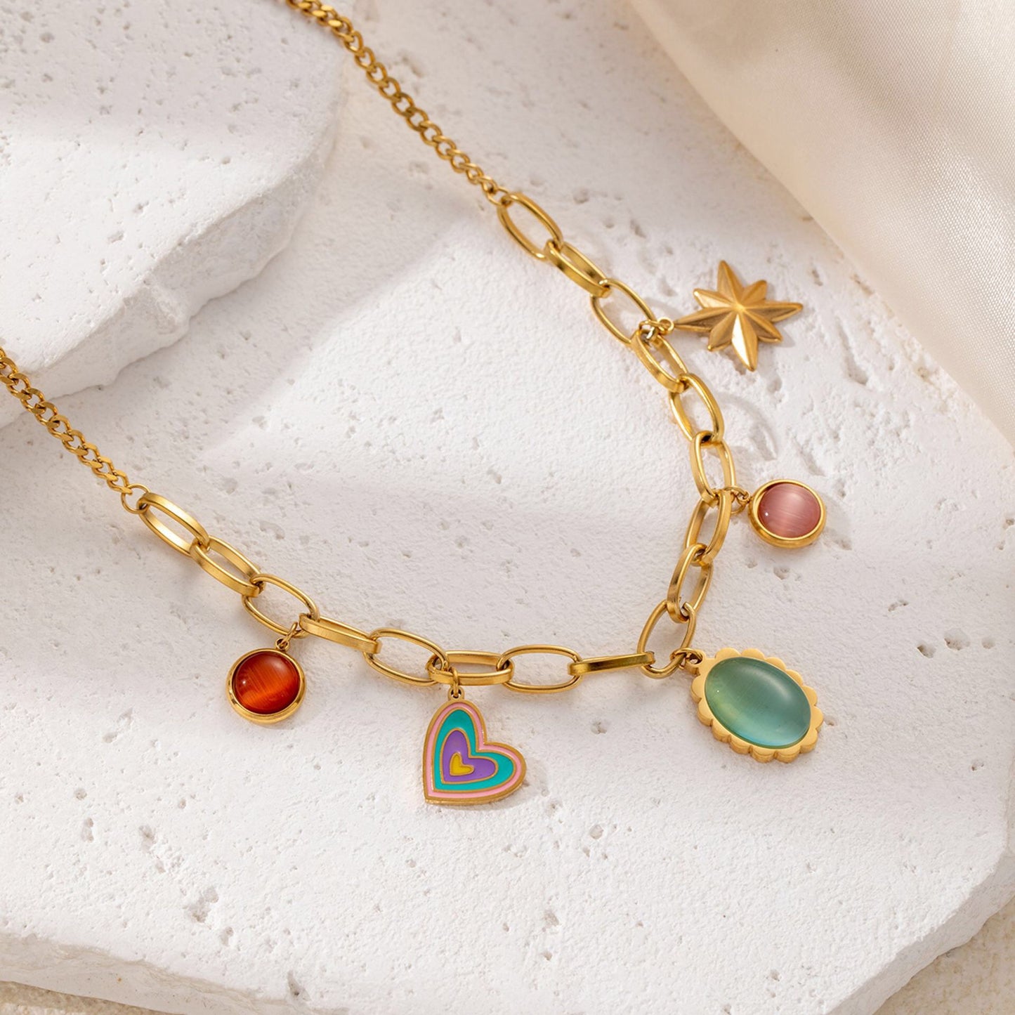 18K Gold Candy Charm Necklace