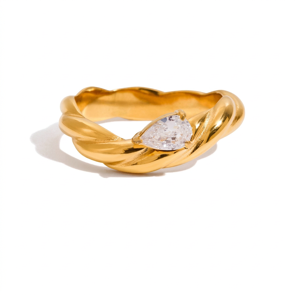 18K Gold Perfect Match Twisted Wavy Band Cocktail Stacking Rings