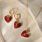 18K Gold Heart Stopper Red Pendant Necklace