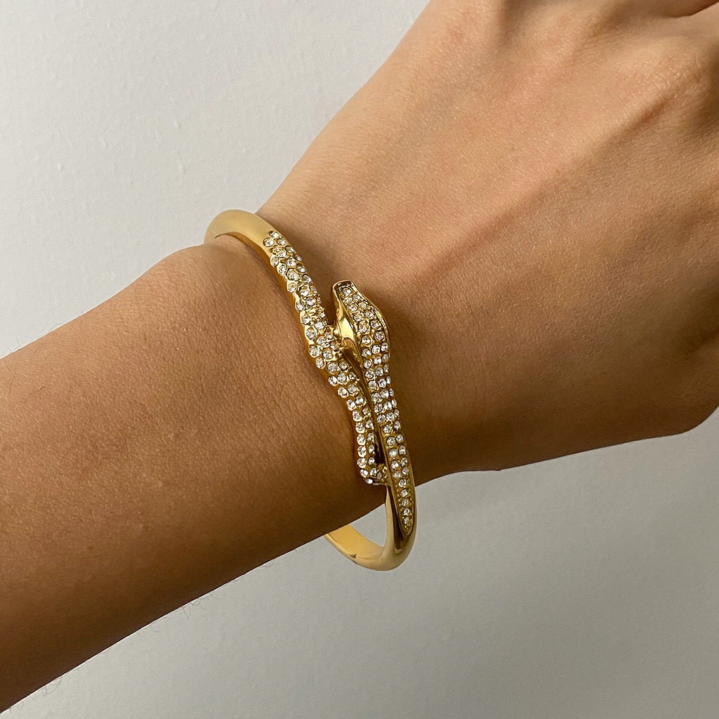 18K Gold Serpent Seduction Statement Bangle Bracelet Stack