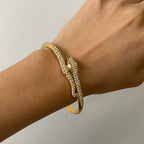 18K Gold Serpent Seduction Statement Bangle Bracelet Stack