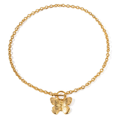 18K Gold Butterfly Necklace OT Chain