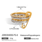 18K Gold and Silver Two Tone Safety Pin Spinelli Connected Multi Layers Stacking Ring