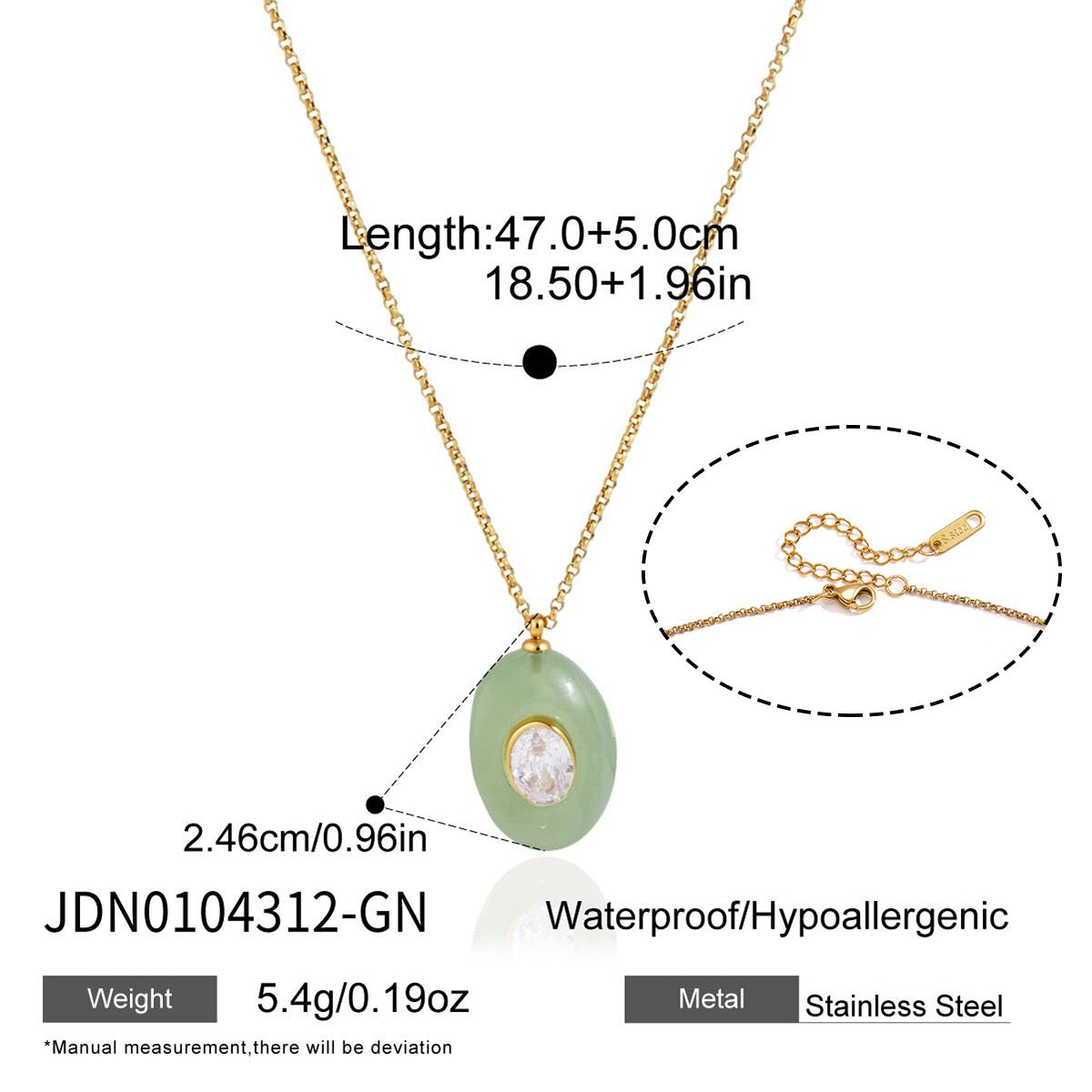 18K Gold Summer Healing Color Stone Long Pendant Necklace