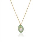 18K Gold Summer Healing Color Stone Long Pendant Necklace