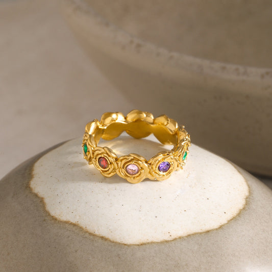 18K Gold Blossom Flower Ring