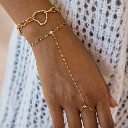 18K Gold Waterproof Glimmer Dainty Hand Chain Bracelet Stack