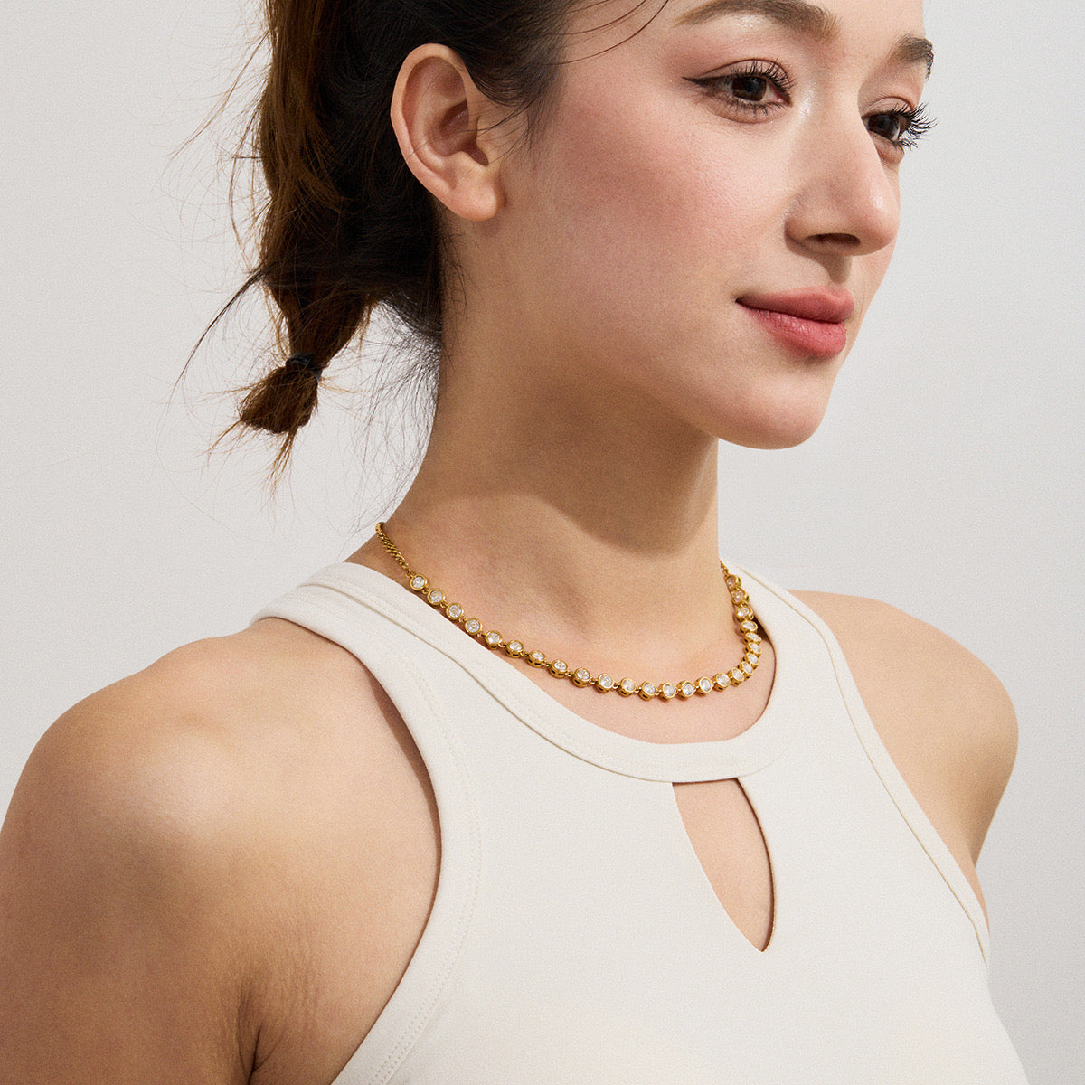 18K Gold Chic Tennis Chain Choker Necklace