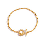 18K Gold Solstice Glow Sun Paperclip Chain Toggle Bracelet Jewelry Set