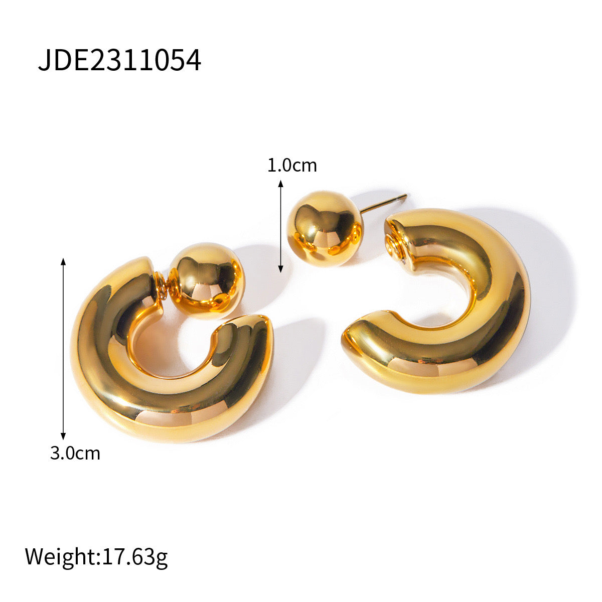 18K Gold Chunky Hoop Statement Huggie Earrings