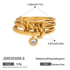 18K Gold and Silver Two Tone Bejeweled Multi Layers Spinelli Trinity Stacking Rings