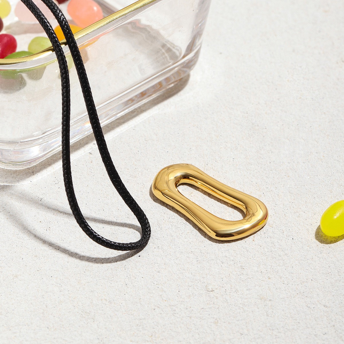 18K Gold Geometric Bubble Pendant Statement Necklace