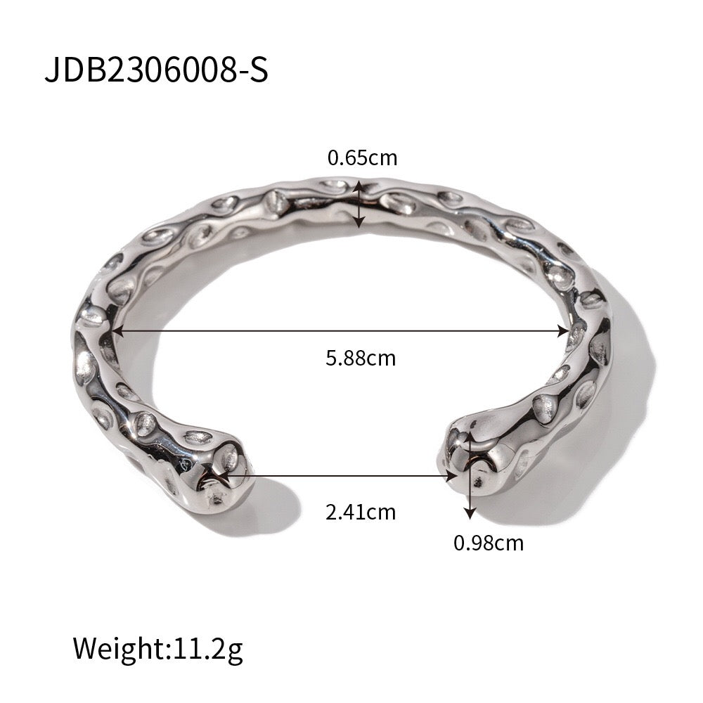 18K Gold Raw Luxe Statement Stacking Cuff Bangle Bracelet