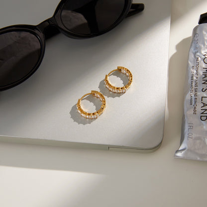 18K Gold Diamond Fever Small Hoop Huggie Earrings