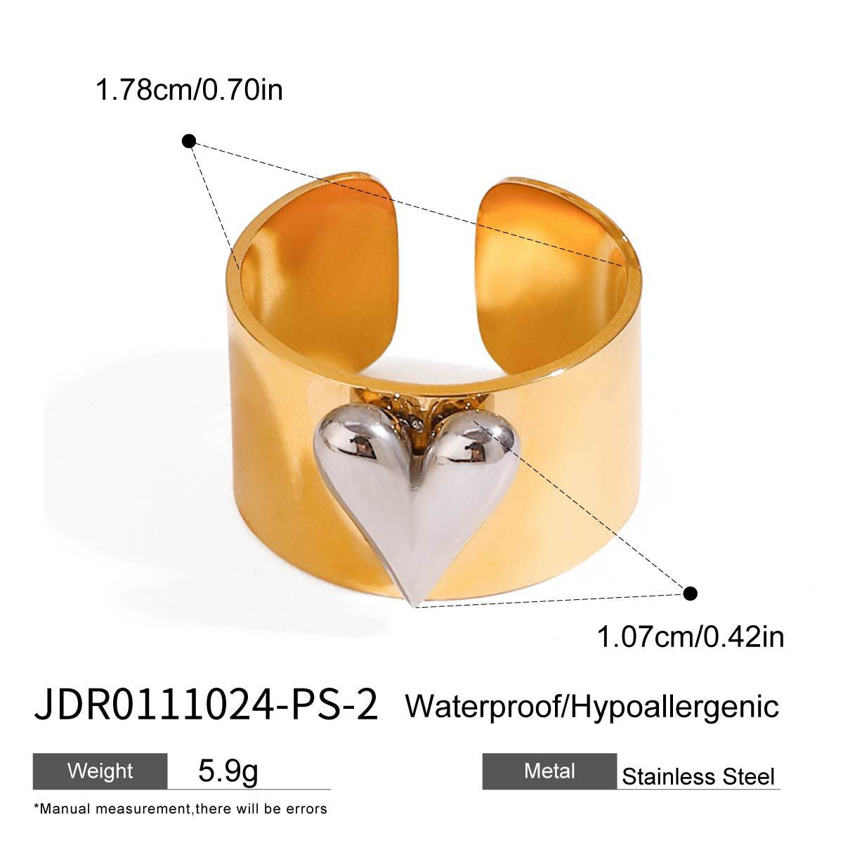 18K Gold and Silver Two Tone Sweet Glow Cherry Heart Band Ring
