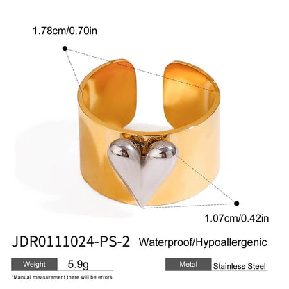 18K Gold and Silver Two Tone Sweet Glow Cherry Heart Band Ring