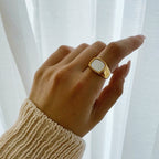 18K Gold Mother of Pearl Signet Ring