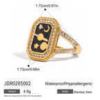 18K Gold Bejeweled Girl Boss Signet Statement Ring