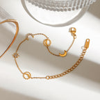 18K Gold Moon and Star Celestial Charm Chain Bracelet