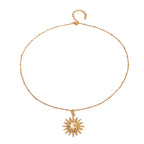 18K Gold Bright Sun Pendant Statement Long Necklace