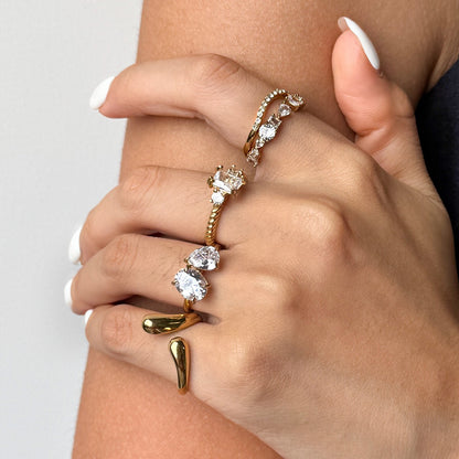 18K Gold Diamond Royale Statement CZ Cocktail Ring