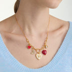 18K Gold Love Rush Red Heart Statement Charm Necklace