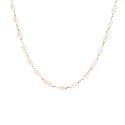 18K Gold Classic Pearl Chain Necklace