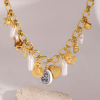 18K Gold Summer Pearl Cowboy Hat Charm Necklace