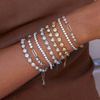 18K Gold Bejeweled Desire Heart Tennis Bracelet Stack