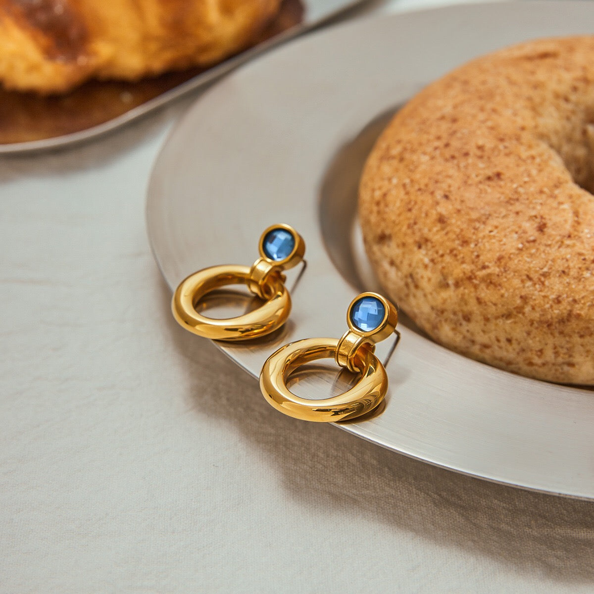 18K Gold Modern Azure Geometric Statement Stud Earrings