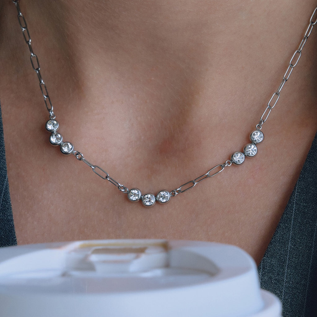 18K Gold Pearl Talk Simple Paper Clip Chain Necklace