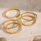 18K Gold Heart Bangle Bracelet