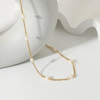 18K Gold Elegant Dainty Pearl Chain Choker Necklace