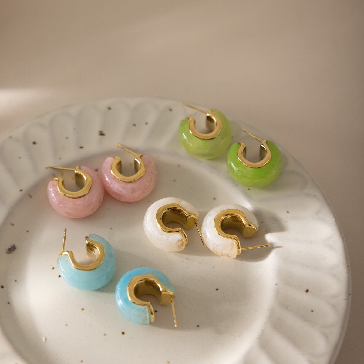 18K Gold Summer Gelato Chunky Hoop Huggie Earrings