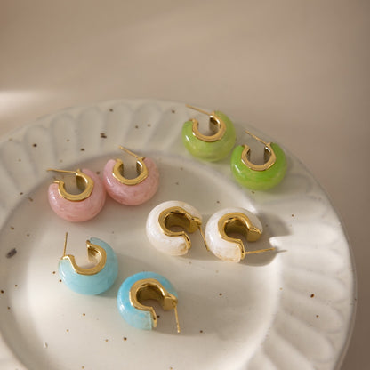 18K Gold Summer Gelato Chunky Hoop Huggie Earrings