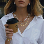 18K Gold Divine Pearl Herringbone Snake Chain Necklace Set