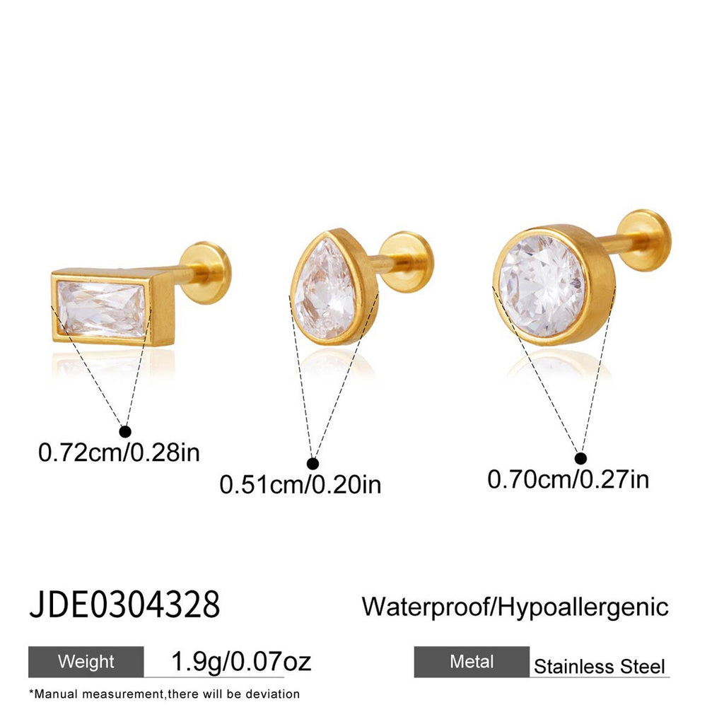18K Gold Everyday Icons Flat Back Stud Nap Earrings Set