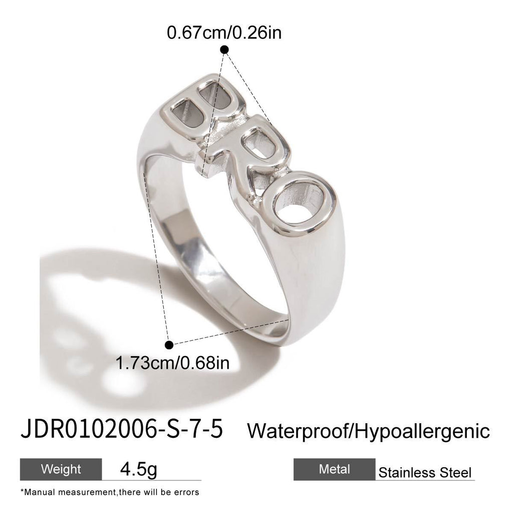 18K Gold MOM DAD BRO Letter Stacking Ring