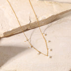 18K Gold Dainty Floating Pearl Chain Necklace