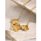 18K Gold Summer Flower Pendant Statement Necklace