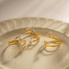 18K Gold Wandering Stars Cuff Ring