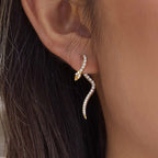 18K Gold Snake Ear Cuff & Stud Earrings Set
