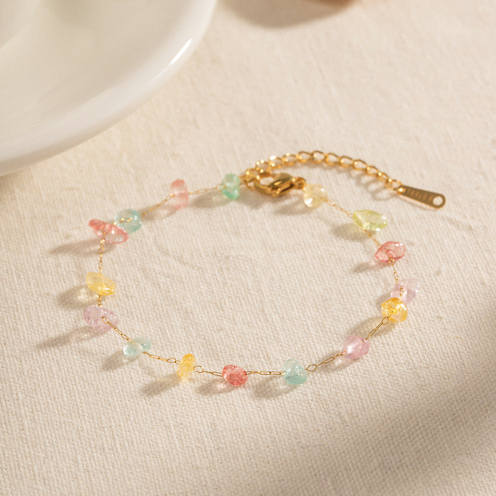 18K Gold Gemstone Crystal Necklace