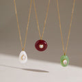 18K Gold Summer Healing Color Stone Long Pendant Necklace
